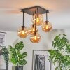 Gastor ceiling light, globe light Amber, 5-light sources