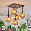 Gastor ceiling light, globe light Amber, 5-light sources