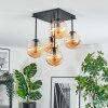 Gastor ceiling light, globe light Amber, 5-light sources