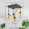 Gastor ceiling light, globe light Amber, clear, 5-light sources