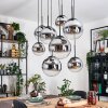 Gastor hanging light, globe light, pendant light chrome, clear, Smoke-coloured, 8-light sources