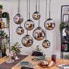 Gastor hanging light, globe light, pendant light chrome, Smoke-coloured, 8-light sources