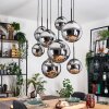 Gastor hanging light, globe light, pendant light chrome, Smoke-coloured, 8-light sources