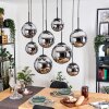 Gastor hanging light, globe light, pendant light chrome, Smoke-coloured, 8-light sources