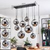 Gastor hanging light, globe light, pendant light chrome, Smoke-coloured, 8-light sources