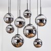 Gastor hanging light, globe light, pendant light chrome, Smoke-coloured, 8-light sources