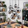 Gastor hanging light, globe light, pendant light chrome, Smoke-coloured, 8-light sources
