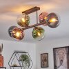 Gastor ceiling light, globe light blue, green, clear, coppery, 6-light sources