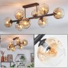 Ripoll ceiling light, globe light Amber, clear, 8-light sources