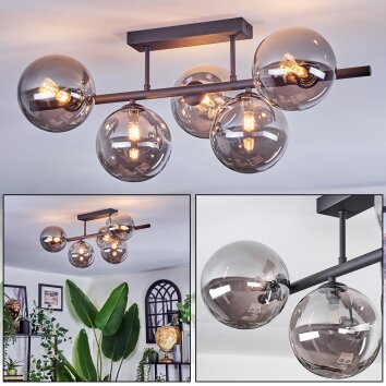 Chehalis ceiling light, globe light Smoke-coloured, 5-light sources