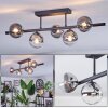 Chehalis ceiling light, globe light clear, Smoke-coloured, 5-light sources