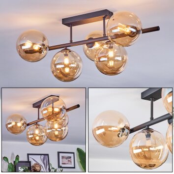 Chehalis ceiling light, globe light Amber, 5-light sources