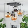 Koyoto ceiling light, globe light Amber, chrome, Smoke-coloured, 5-light sources