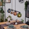 Gastor hanging light, globe light, pendant light blue, chrome, green, coppery, Smoke-coloured, 4-light sources
