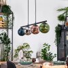 Gastor hanging light, globe light, pendant light blue, chrome, green, coppery, Smoke-coloured, 4-light sources