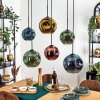 Ripoll hanging light, globe light, pendant light blue, gold, green, coppery, 6-light sources