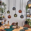 Ripoll hanging light, globe light, pendant light blue, green, coppery, 6-light sources