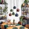 Ripoll hanging light, globe light, pendant light blue, green, coppery, 6-light sources