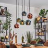 Ripoll hanging light, globe light, pendant light blue, green, coppery, 6-light sources