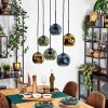 Ripoll hanging light, globe light, pendant light blue, green, coppery, 6-light sources