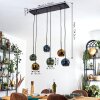 Ripoll hanging light, globe light, pendant light blue, green, coppery, 6-light sources