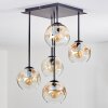 Ripoll ceiling light, globe light Amber, clear, 5-light sources