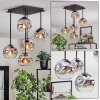Ripoll ceiling light, globe light chrome, clear, Smoke-coloured, 5-light sources