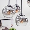 Ripoll ceiling light, globe light chrome, clear, Smoke-coloured, 5-light sources