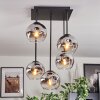 Ripoll ceiling light, globe light chrome, clear, Smoke-coloured, 5-light sources