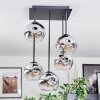 Ripoll ceiling light, globe light chrome, clear, Smoke-coloured, 5-light sources