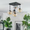 Ripoll ceiling light, globe light Amber, clear, Smoke-coloured, 5-light sources