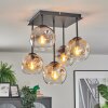Ripoll ceiling light, globe light Amber, clear, Smoke-coloured, 5-light sources