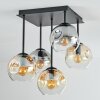 Ripoll ceiling light, globe light Amber, clear, Smoke-coloured, 5-light sources