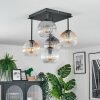 Koyoto ceiling light, globe light Amber, clear, Smoke-coloured, 5-light sources