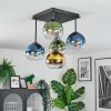 Koyoto ceiling light, globe light blue, gold, green, clear, 5-light sources