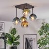 Koyoto ceiling light, globe light blue, gold, green, clear, 5-light sources