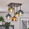 Koyoto ceiling light, globe light blue, gold, green, clear, 5-light sources