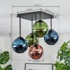 Gastor ceiling light, globe light blue, green, coppery, 5-light sources