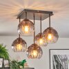 Koyoto ceiling light, globe light 37 cm clear, Smoke-coloured, 5-light sources