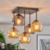 Koyoto ceiling light, globe light 37 cm Amber, Smoke-coloured, 5-light sources