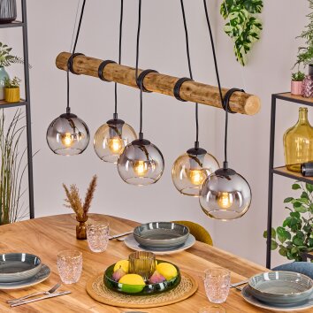 Koyoto hanging light, globe light, pendant light Ecru, black, 5-light sources