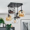 Ripoll ceiling light, globe light Amber, clear, Smoke-coloured, 5-light sources