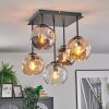 Ripoll ceiling light, globe light Amber, clear, Smoke-coloured, 5-light sources