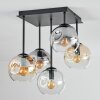 Ripoll ceiling light, globe light Amber, clear, Smoke-coloured, 5-light sources