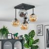 Ripoll ceiling light, globe light Amber, Smoke-coloured, 5-light sources