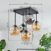 Ripoll ceiling light, globe light Amber, Smoke-coloured, 5-light sources