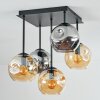 Ripoll ceiling light, globe light Amber, Smoke-coloured, 5-light sources