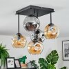 Ripoll ceiling light, globe light Amber, Smoke-coloured, 5-light sources