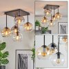 Koyoto ceiling light, globe light Amber, chrome, clear, Smoke-coloured, 5-light sources