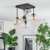 Koyoto ceiling light, globe light Amber, chrome, clear, Smoke-coloured, 5-light sources